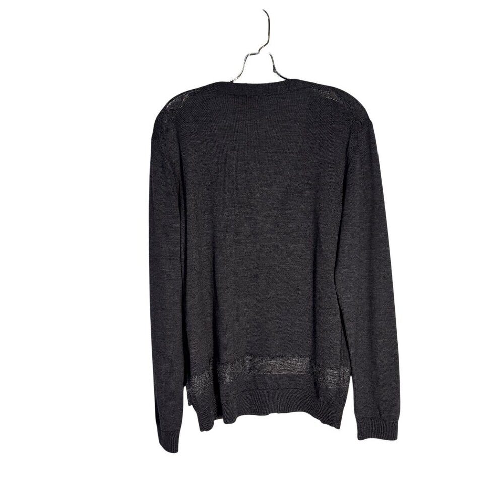 Hugo Boss Slim Fit Charcoal Gray Extrafine Merino Wool Cardigan Sweater Size Med - Picture 4 of 11